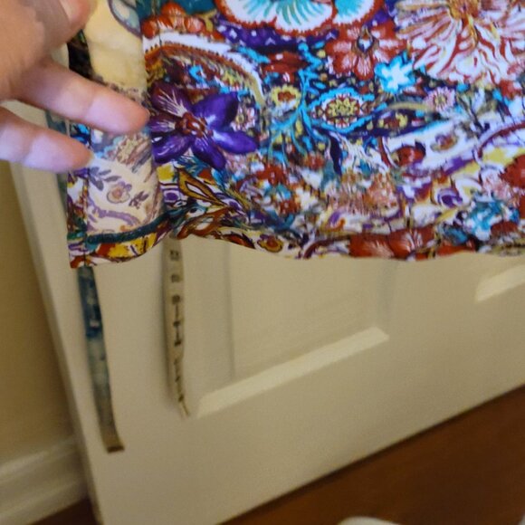 Susan Graver Printed Liquid Knit Tunic w/ Lace Trimmed Sleeves A310087 EUC M - Picture 3 of 12